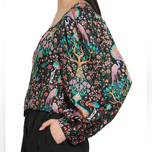 Sandro Paris Ivea Printed Square Neck Blouse Small 1 - Picture 5 of 8